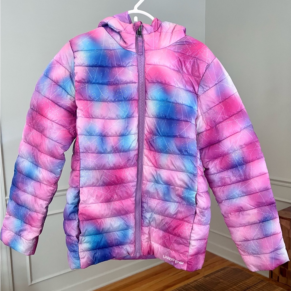 Lands' End Multicolor Hooded Puffer Jacket